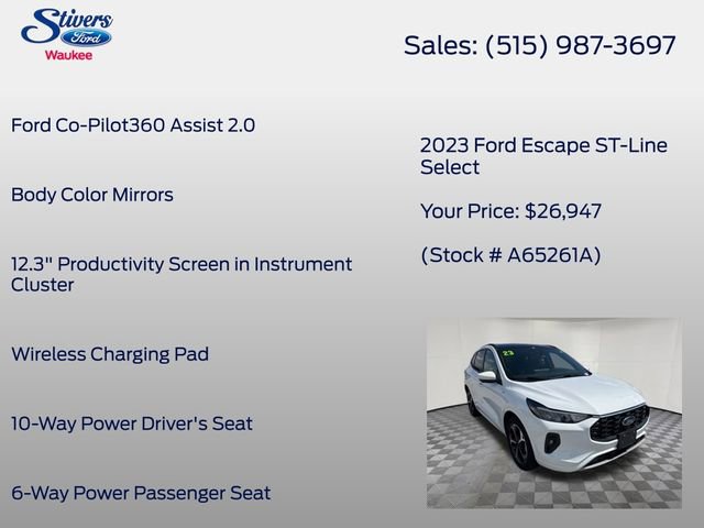 Certified 2023 Ford Escape ST-Line Select w/ Tech Pack #2 image 33