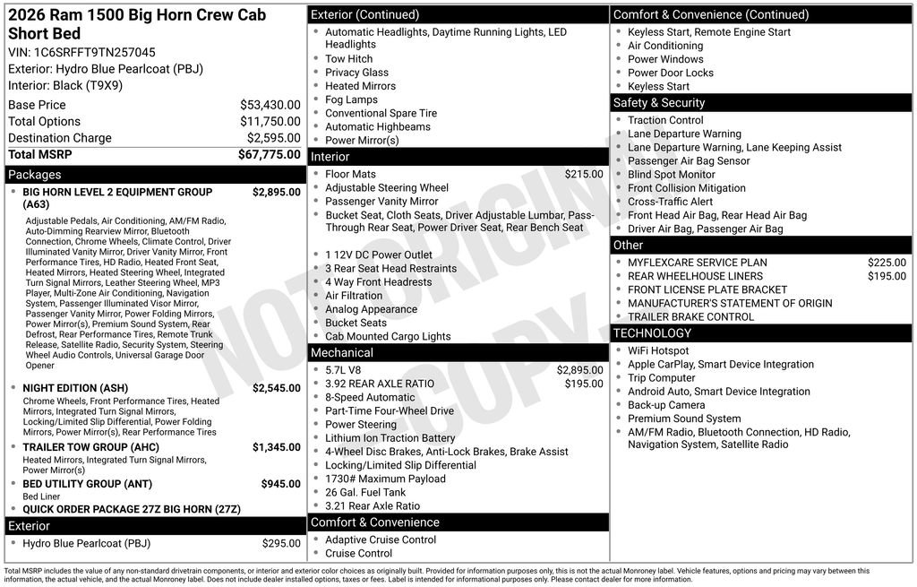 New 2026 RAM 1500 Big Horn AWD/4WD image 6