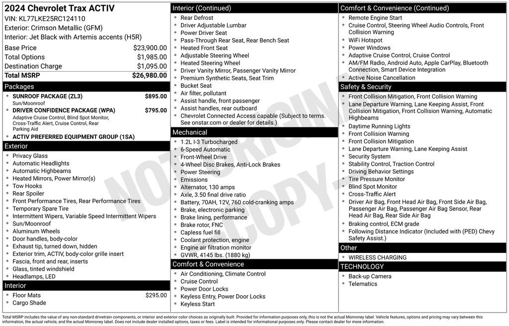 Used 2024 Chevrolet Trax ACTIV w/ Sunroof Package image 27