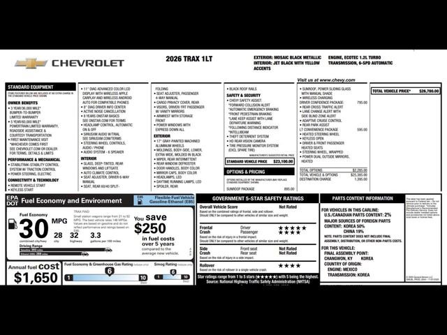 New 2026 Chevrolet Trax LT w/ Sunroof Package image 3