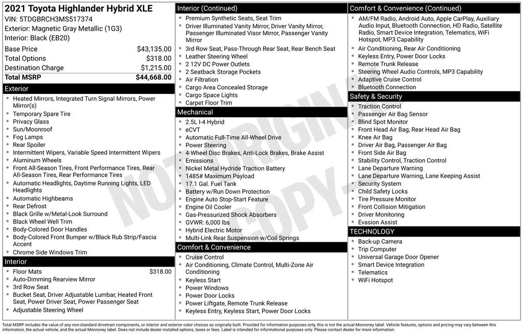 Used 2021 Toyota Highlander XLE AWD/4WD image 5