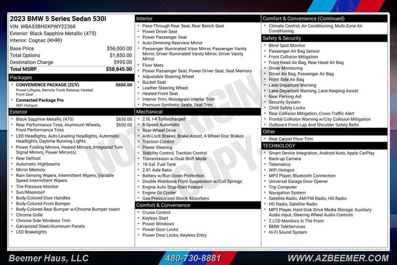 Used 2023 BMW 530i w/ Convenience Package RWD image 3