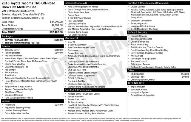 Used 2016 Toyota Tacoma TRD Off-Road w/ Towing Package image 26