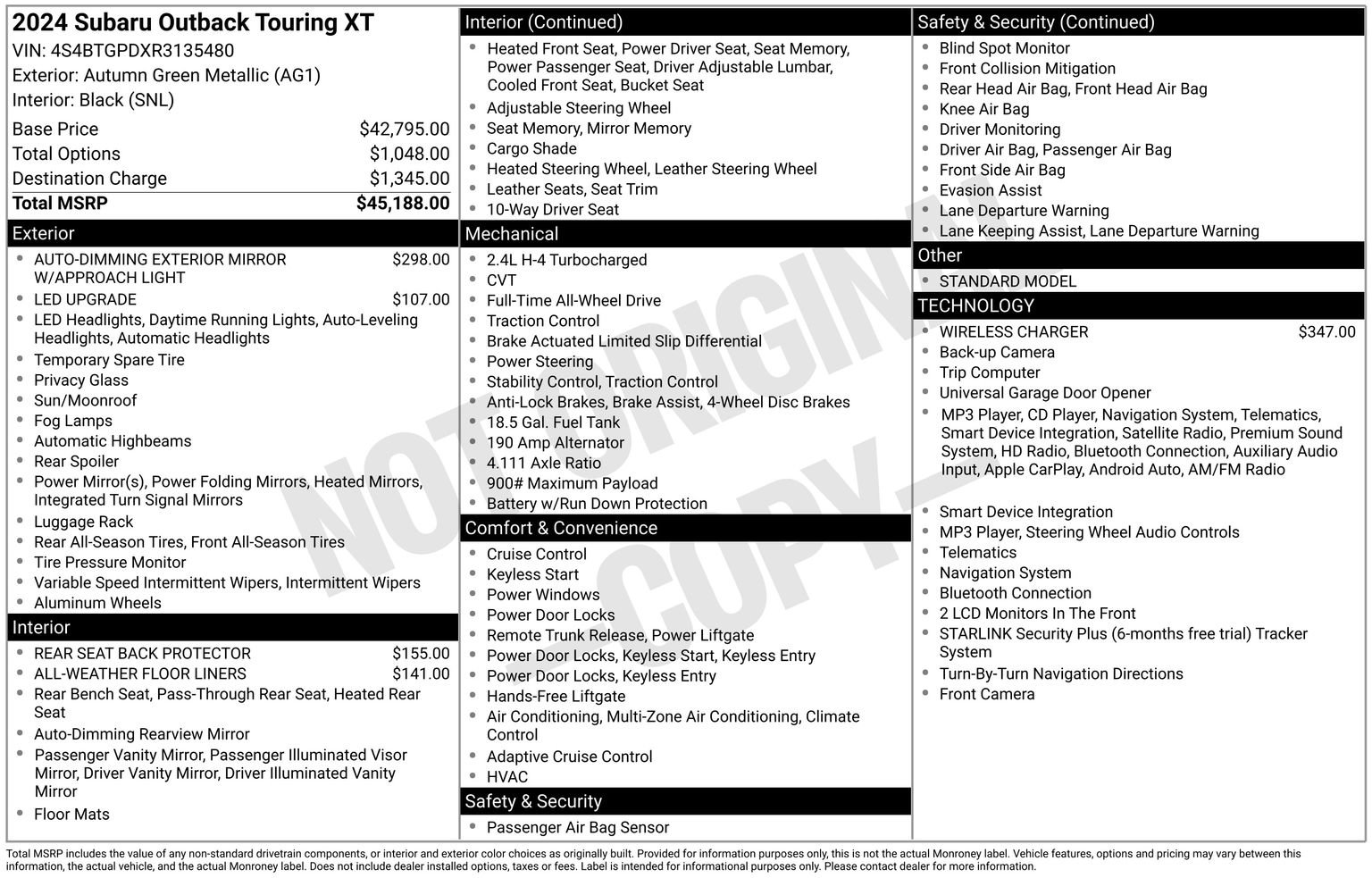 Certified 2024 Subaru Outback Touring XT AWD/4WD image 35
