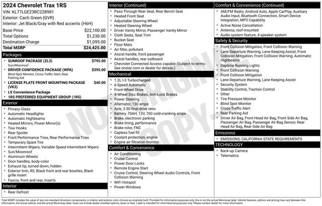 Used 2024 Chevrolet Trax RS w/ Sunroof Package image 31