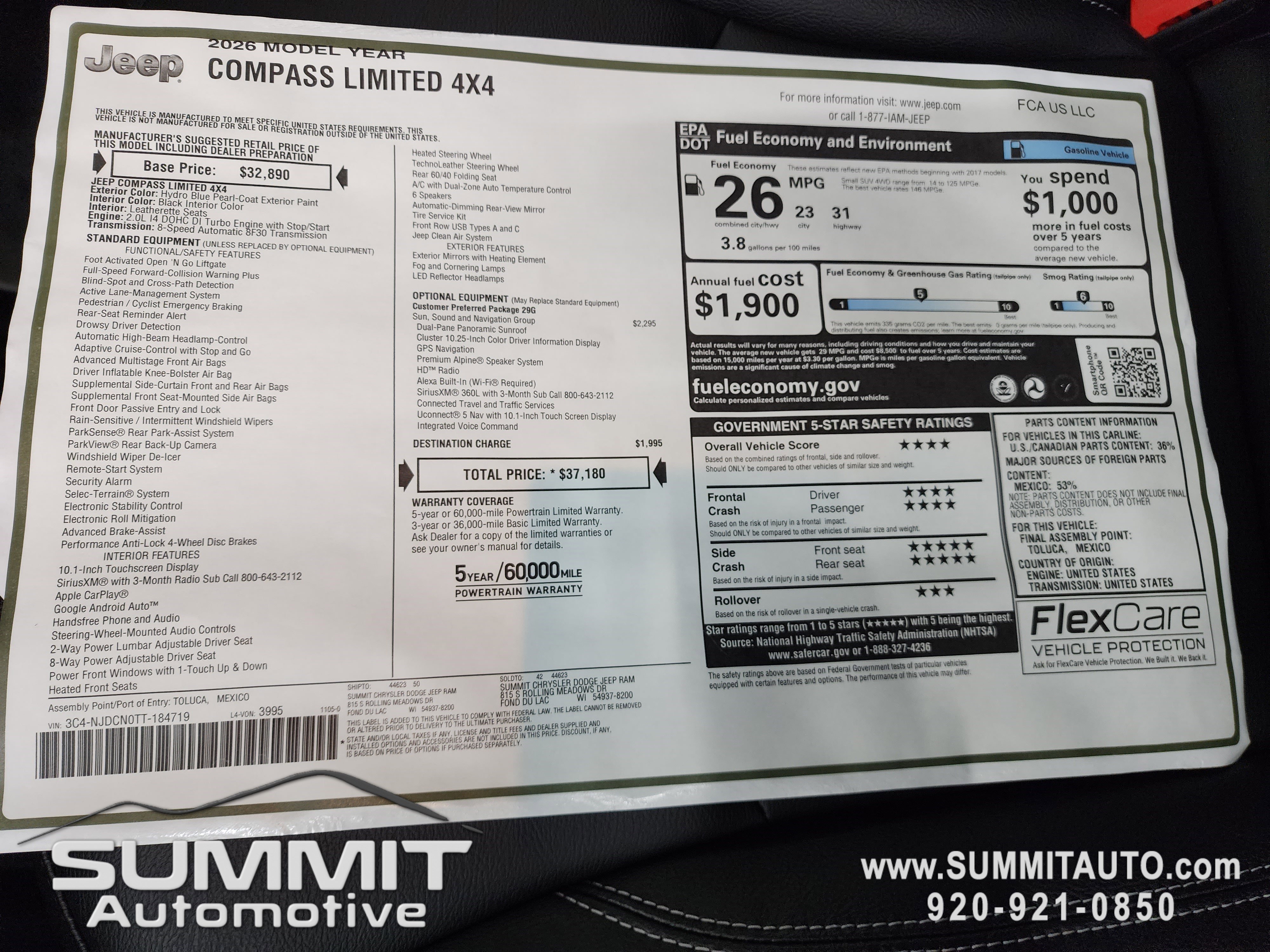 New 2026 Jeep Compass Limited w/ Sun, Sound & Navigation Group image 10