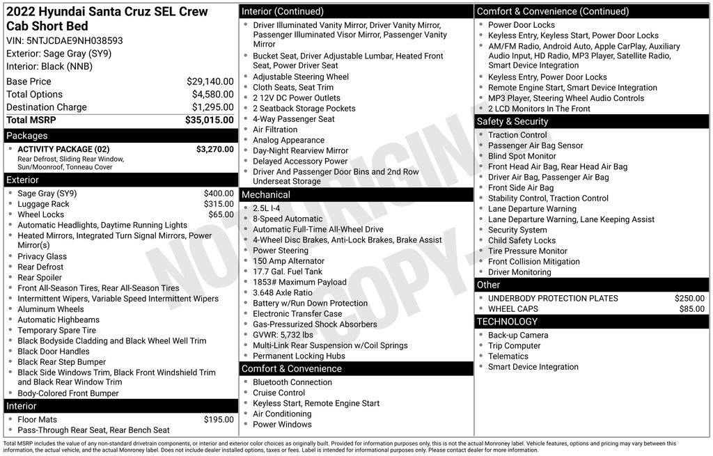 Used 2022 Hyundai Santa Cruz SEL w/ Activity Package image 36