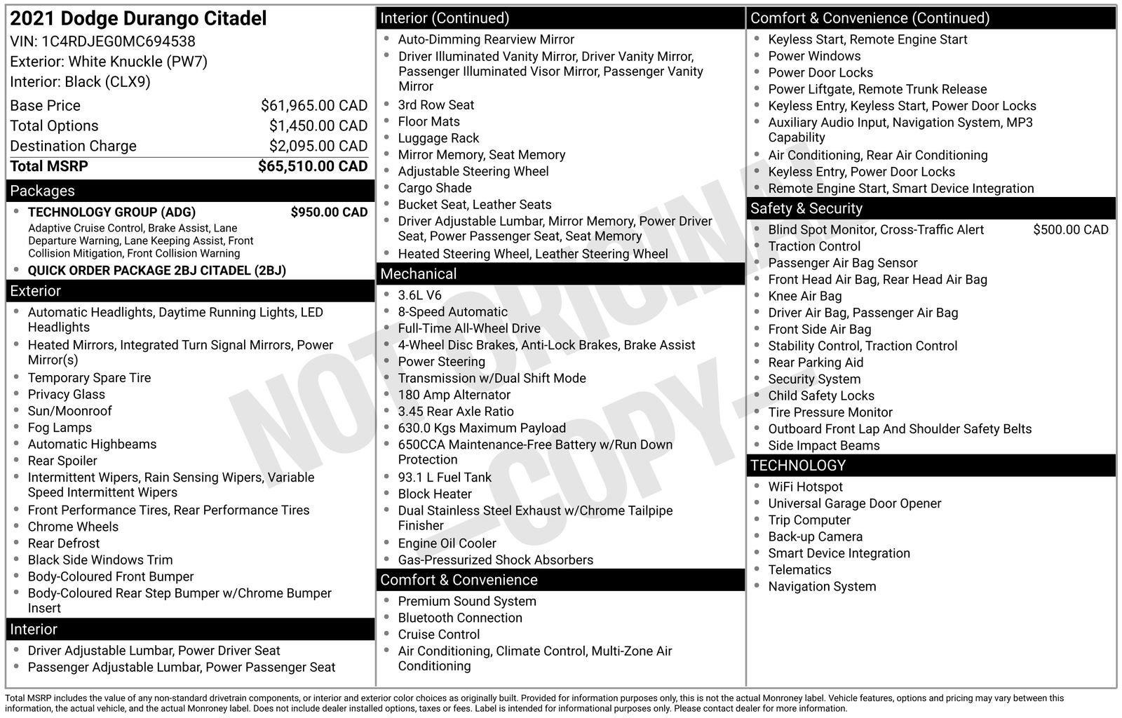 Used 2021 Dodge Durango Citadel w/ Technology Group image 37