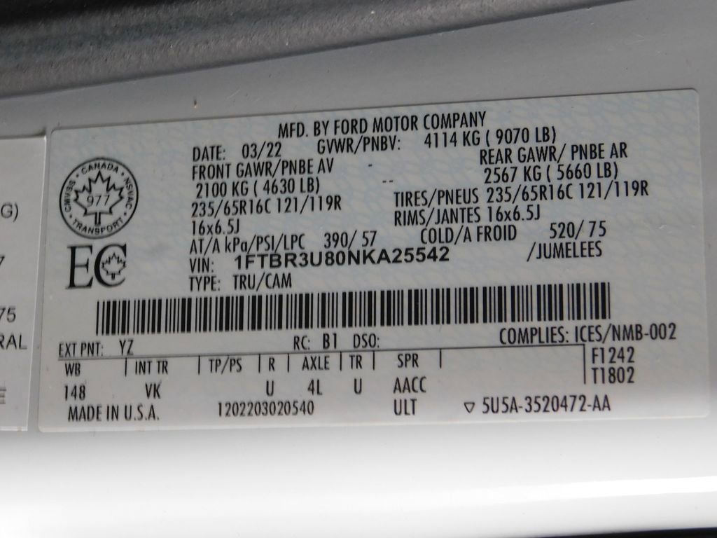 Used 2022 Ford Transit 250 148 High Roof Extended AWD image 98