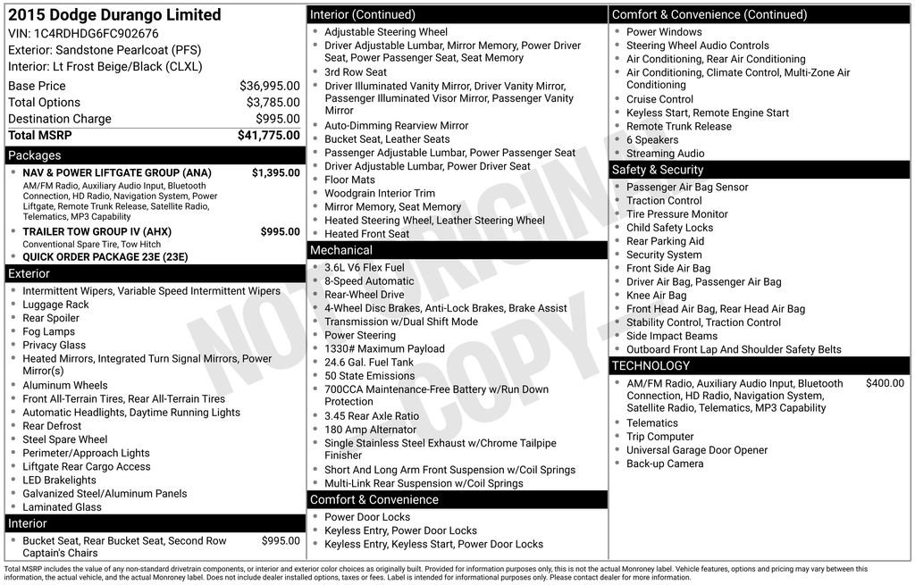 Used 2015 Dodge Durango Limited w/ Nav & Power Liftgate Group image 11