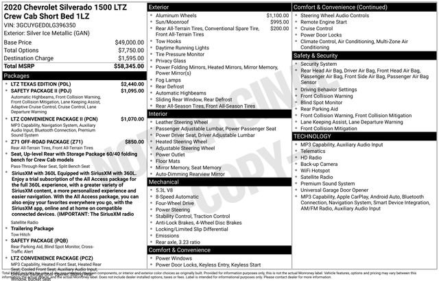 Used 2020 Chevrolet Silverado 1500 LTZ w/ LTZ Texas Edition AWD/4WD image 1