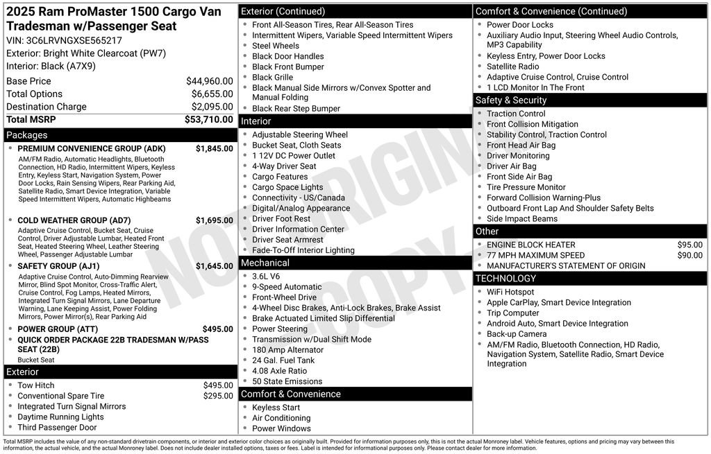 Used 2025 RAM ProMaster 1500 w/ Premium Convenience Group FWD image 11