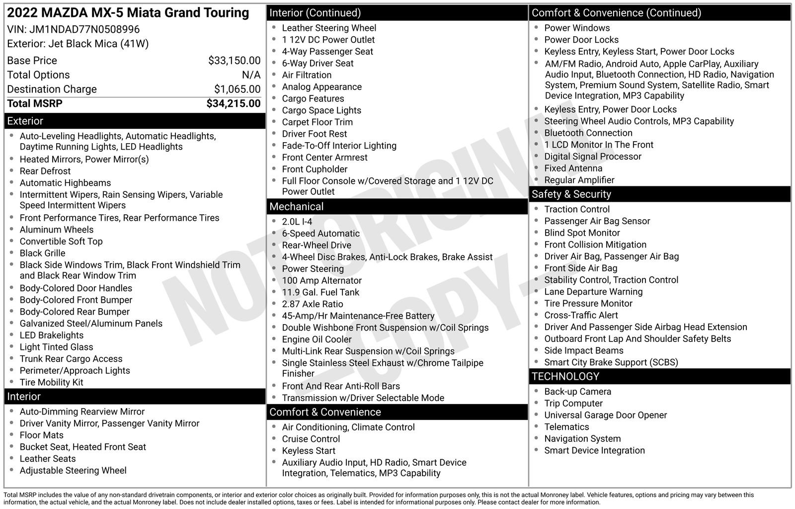 Certified 2022 MAZDA MX-5 Miata Grand Touring image 30