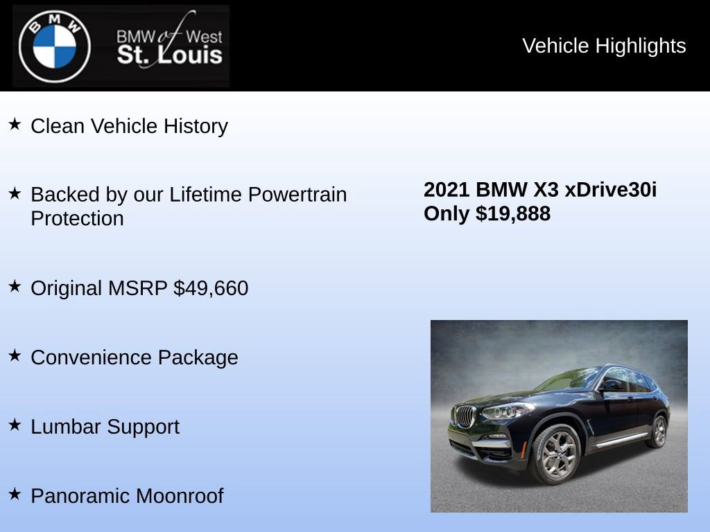Used 2021 BMW X3 xDrive30i w/ Convenience Package image 8