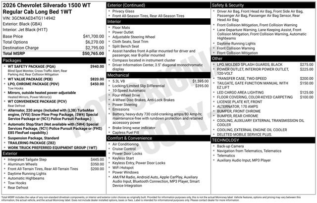 New 2026 Chevrolet Silverado 1500 W/T w/ WT Safety Package image 26