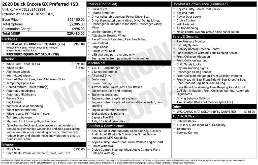 Used 2020 Buick Encore GX Preferred w/ Cold Weather Comfort Package image 4