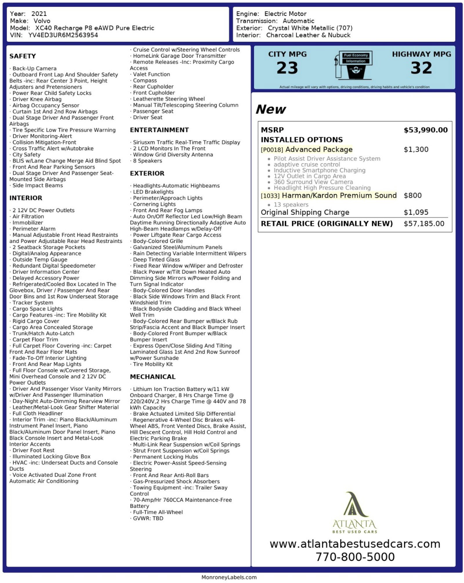 Used 2021 Volvo XC40 P8 Recharge w/ Advanced Package image 54