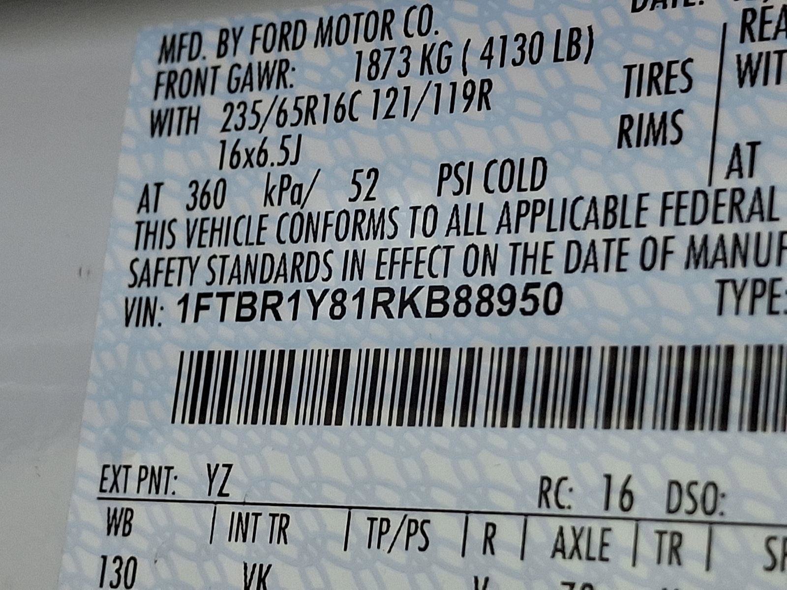 New 2024 Ford Transit 250 Low Roof w/ Load Area Protection Package RWD image 8