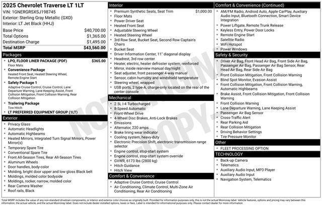 Used 2025 Chevrolet Traverse LT w/ LPO, Floor Liner Package image 11