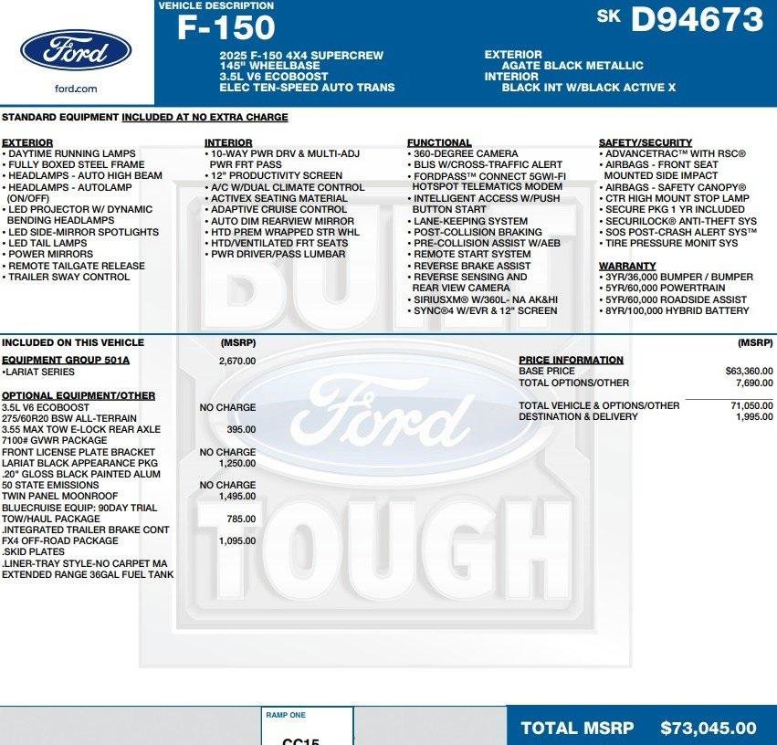 New 2025 Ford F150 Lariat w/ Equipment Group 501A Mid image 2
