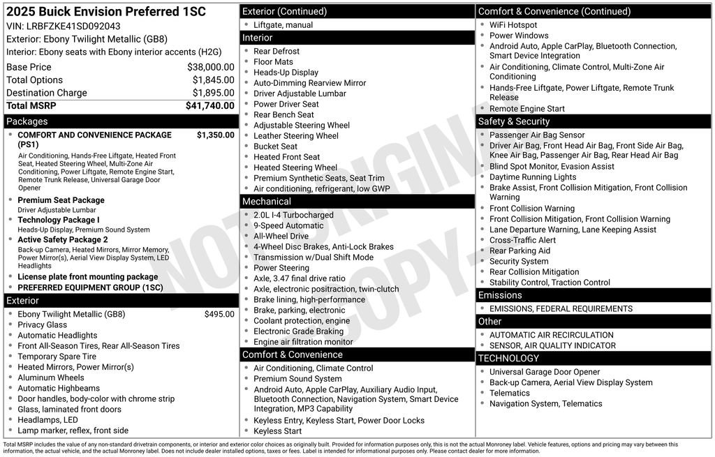 New 2025 Buick Envision Preferred image 41