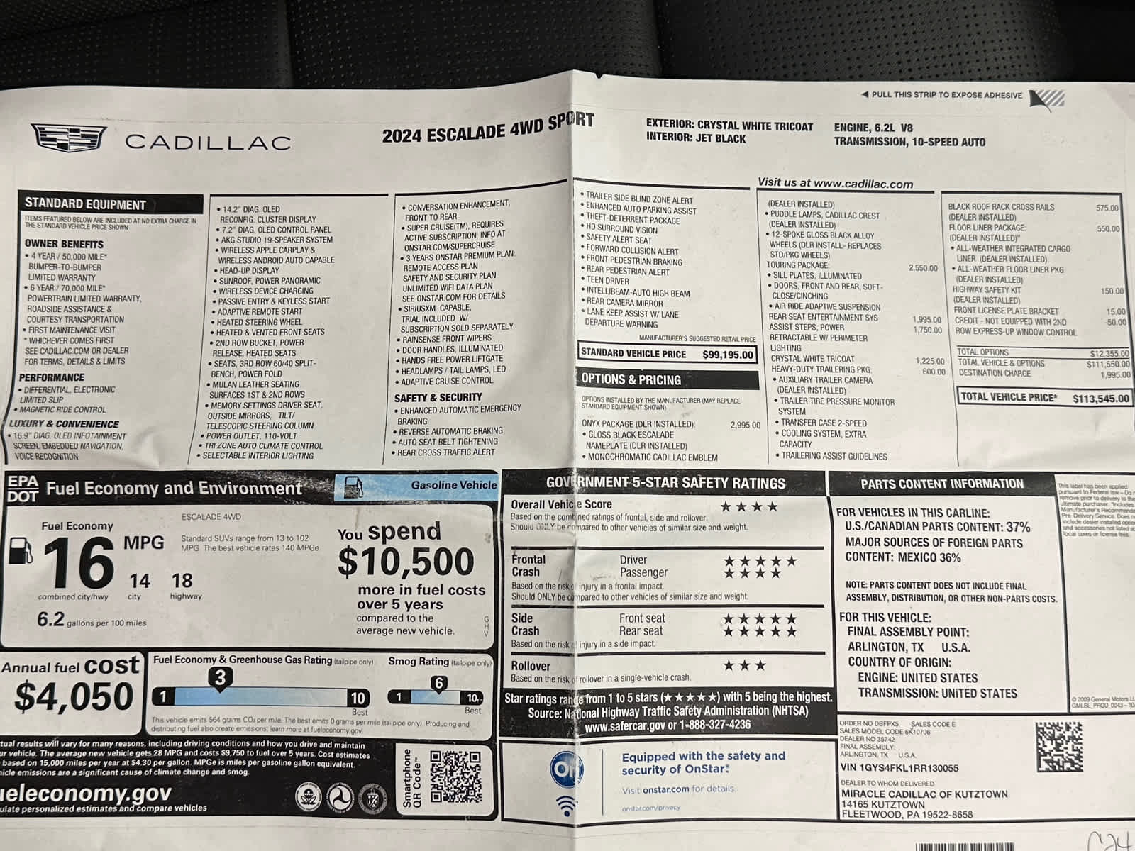 Used 2024 Cadillac Escalade Sport w/ LPO, ONYX Package AWD/4WD image 49