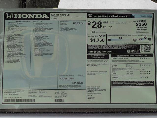 New 2026 Honda HR-V LX image 17