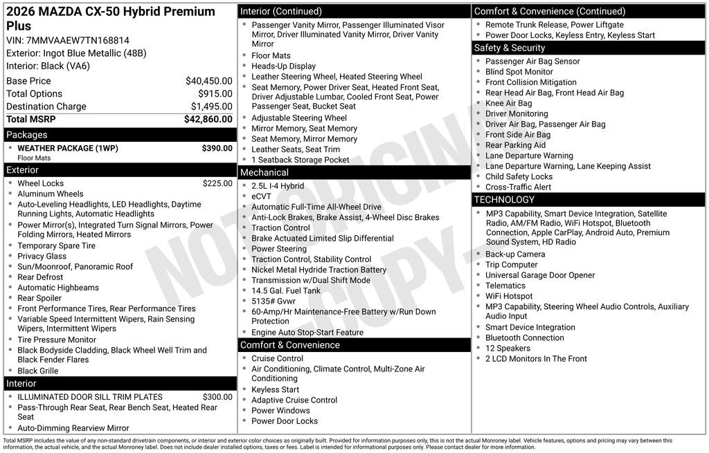 New 2026 MAZDA CX-50 2.5 Hybrid w/ Weather Package image 2