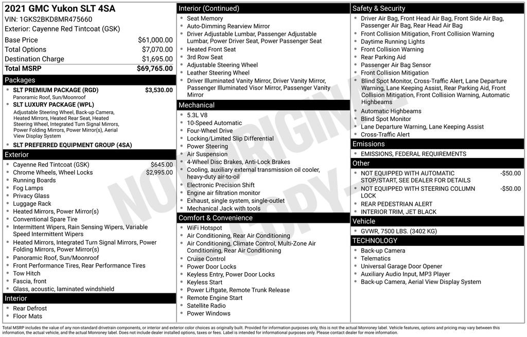 Used 2021 GMC Yukon SLT w/ SLT Premium Package image 2