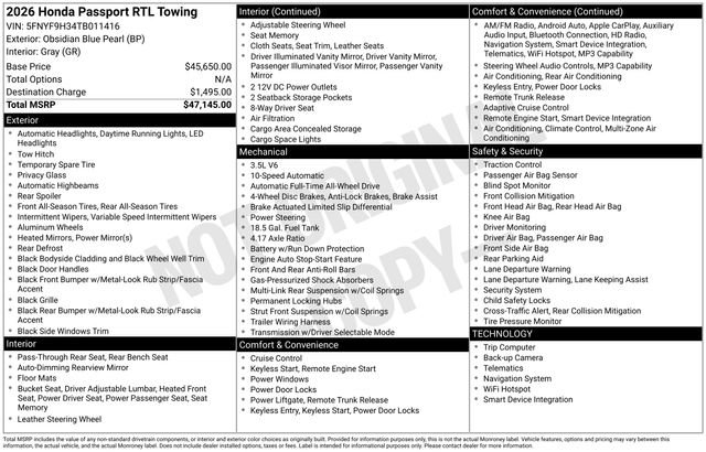 Used 2026 Honda Passport RTL image 36