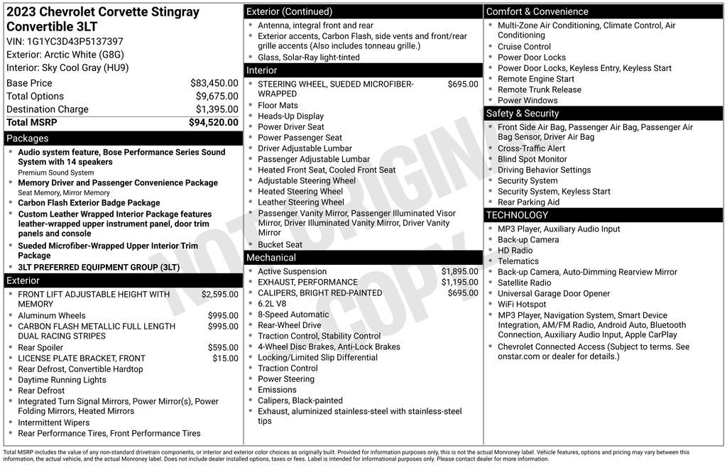 Used 2023 Chevrolet Corvette Stingray Premium Conv w/ 3LT RWD image 48