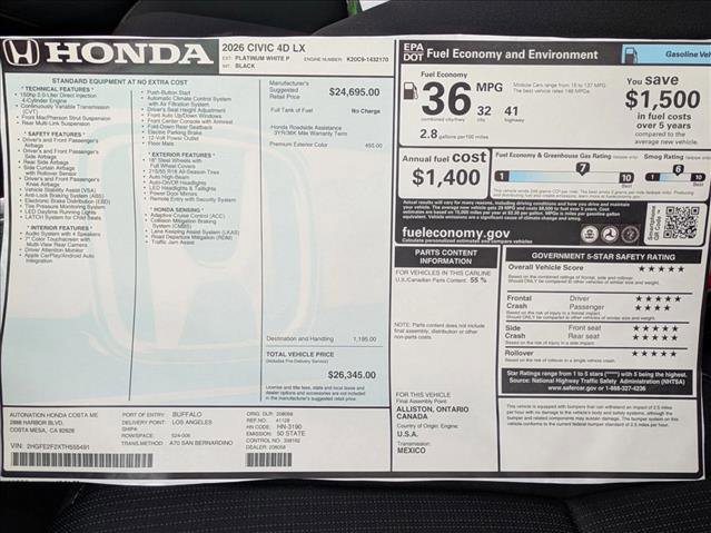 New 2026 Honda Civic LX image 16