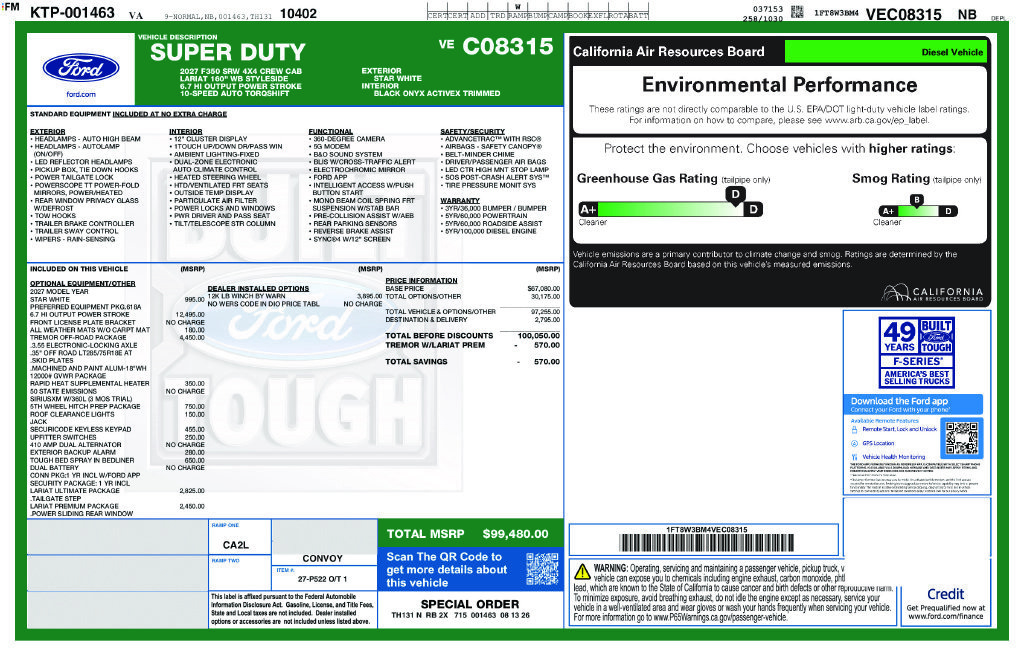 New 2027 Ford F350 Lariat w/ Tremor Off-Road Package AWD/4WD image 2