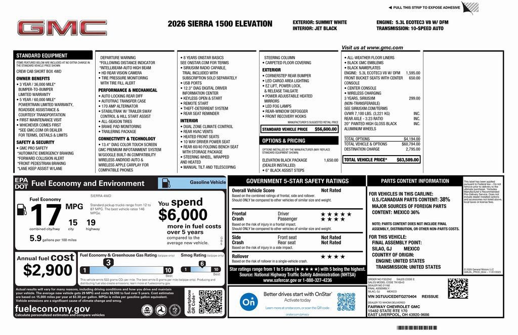 New 2026 GMC Sierra 1500 Elevation w/ LPO, Elevation Black Package AWD/4WD image 4
