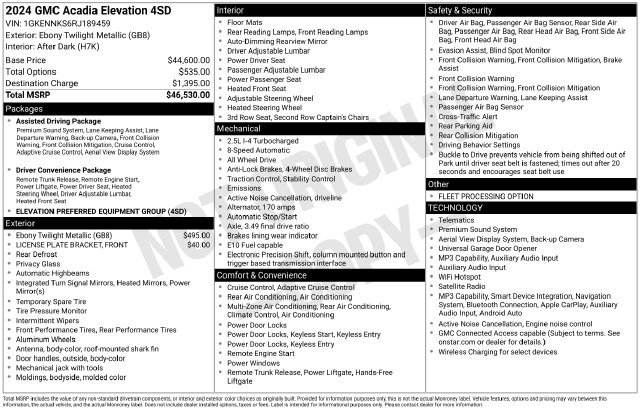 Used 2024 GMC Acadia Elevation AWD/4WD image 3