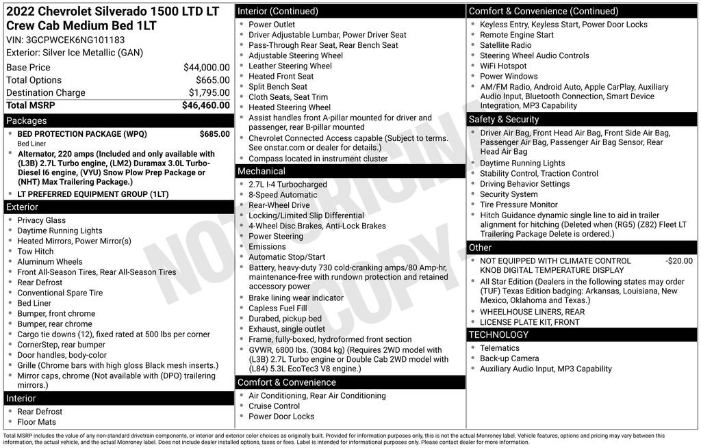 Used 2022 Chevrolet Silverado 1500 LT w/ Bed Protection Package image 3