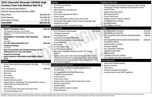 Certified 2022 Chevrolet Silverado 3500 High Country w/ Safety Package II AWD/4WD image 3