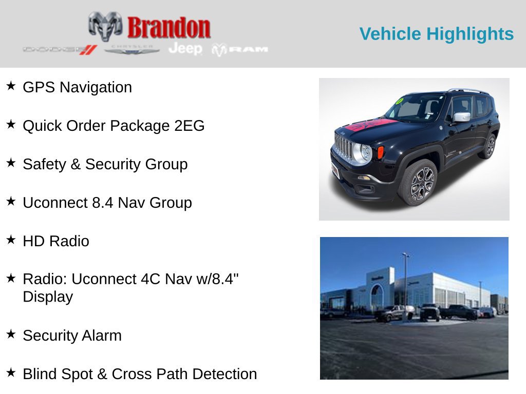 Used 2018 Jeep Renegade Limited w/ UConnect 8.4 Nav Group AWD/4WD image 2
