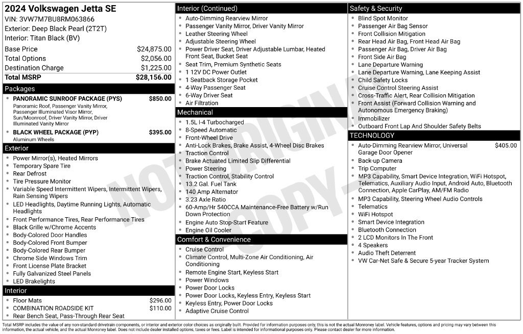 Certified 2024 Volkswagen Jetta SE w/ Panoramic Sunroof Package FWD image 10