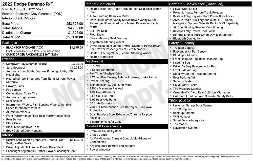 Used 2022 Dodge Durango R/T w/ Blacktop Package image 45