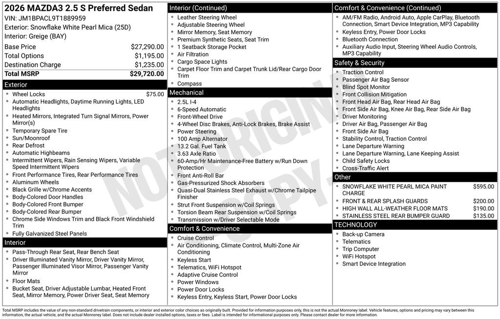 New 2026 MAZDA MAZDA3 2.5 S Sedan w/ Preferred Pkg FWD image 38