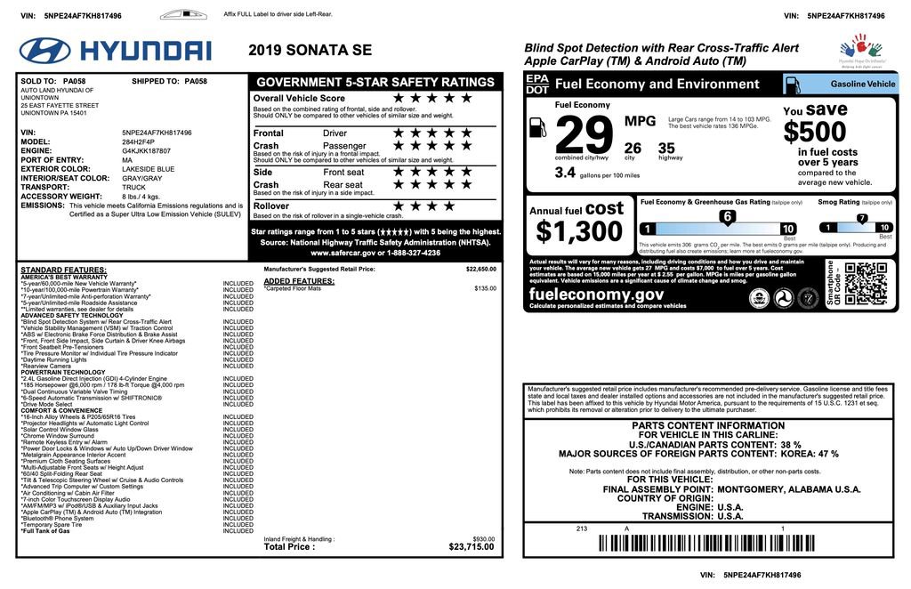 Used 2019 Hyundai Sonata SE image 2