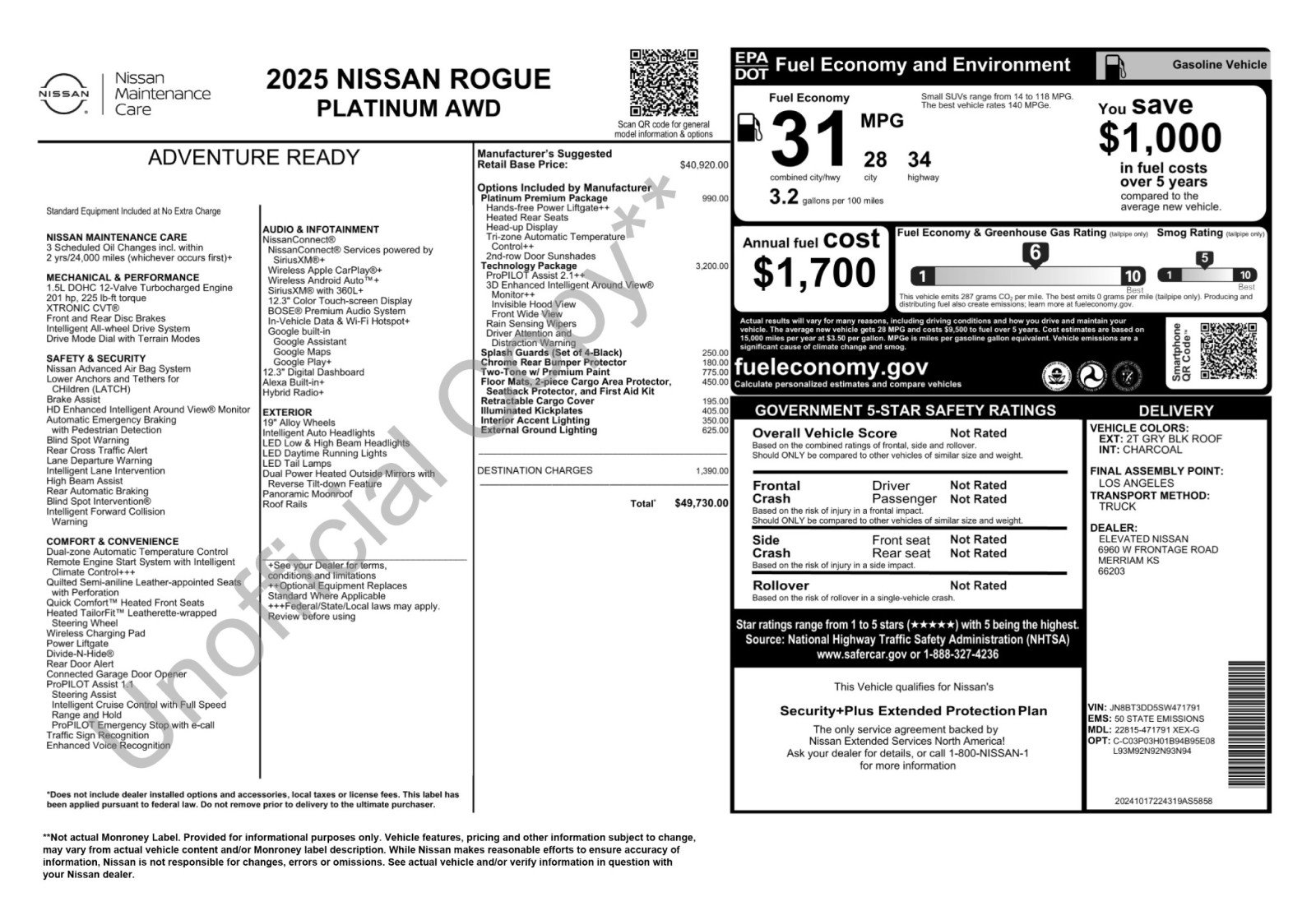 Used 2025 Nissan Rogue Platinum w/ Tech Package AWD/4WD image 52