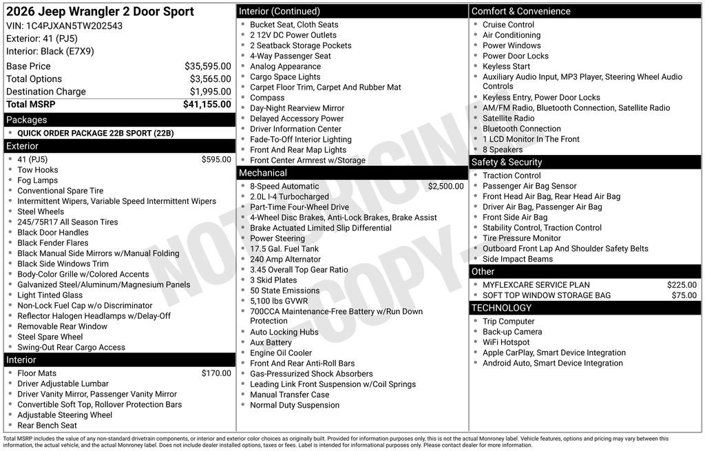 New 2026 Jeep Wrangler Sport AWD/4WD image 3