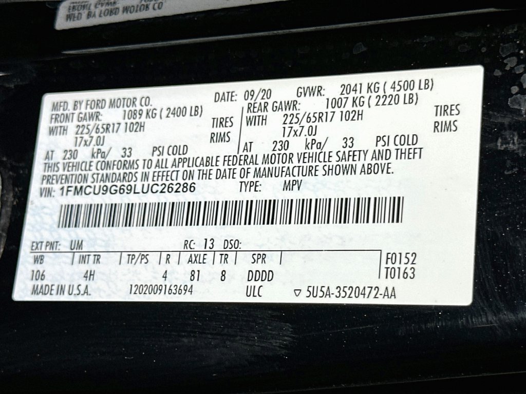 Certified 2020 Ford Escape SE AWD/4WD image 24