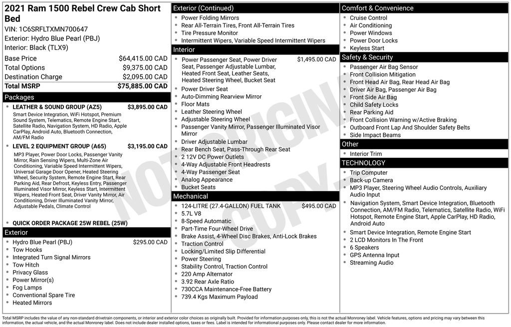 Used 2021 RAM 1500 Rebel w/ Leather & Sound Group AWD/4WD image 6