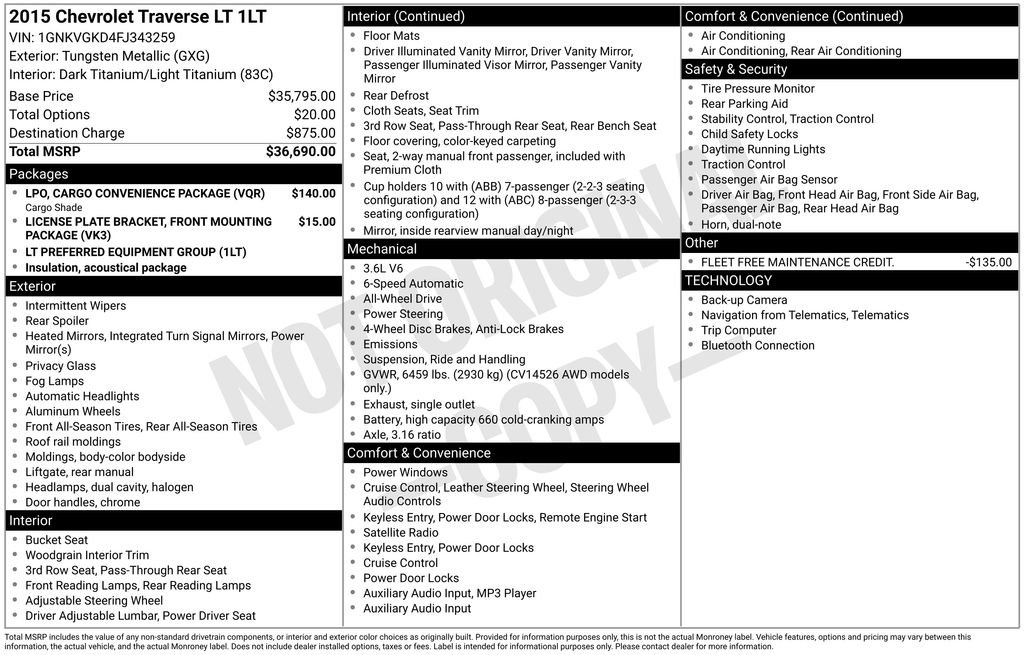 Used 2015 Chevrolet Traverse LT image 37