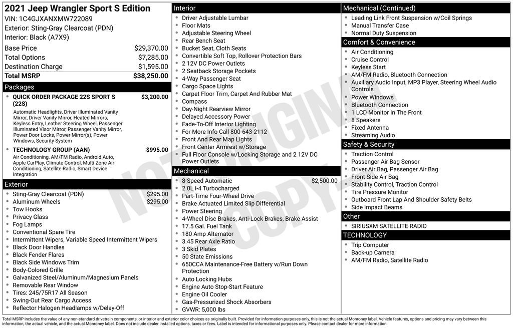 Certified 2021 Jeep Wrangler Sport S image 8