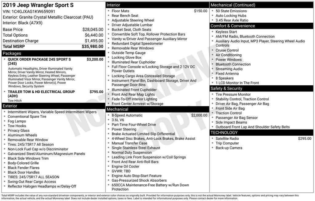 Used 2019 Jeep Wrangler Sport image 32