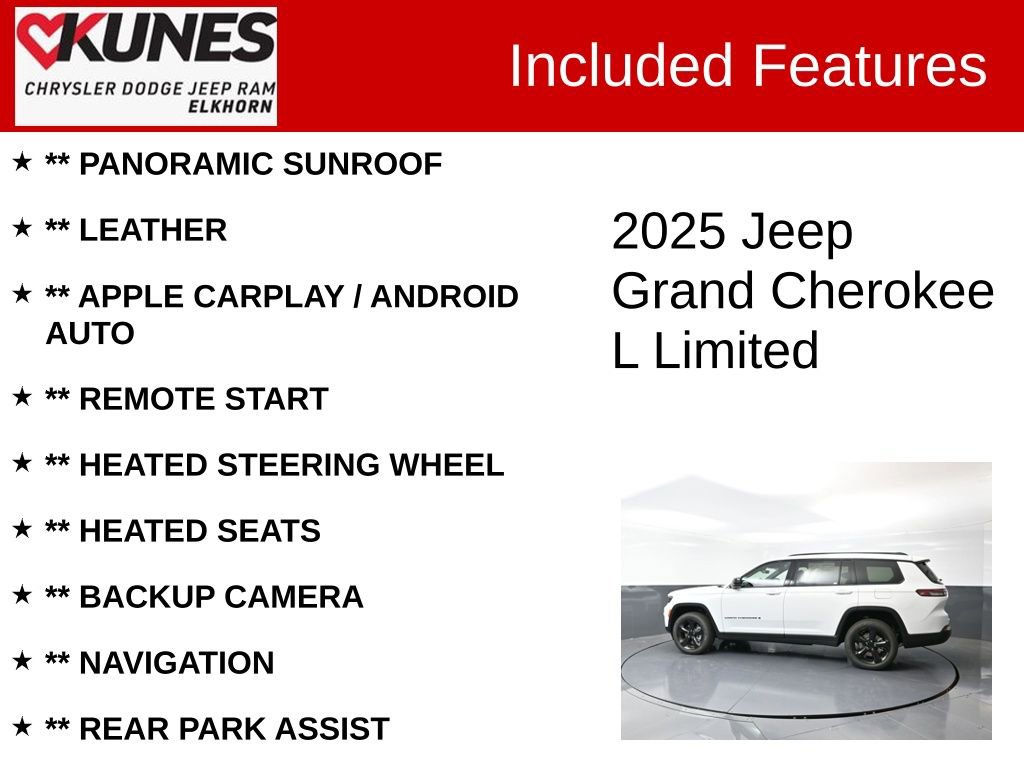 New 2025 Jeep Grand Cherokee L Limited w/ Black Appearance Package image 2